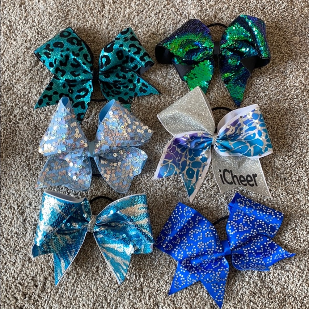 sparkly blue cheer bow bundle